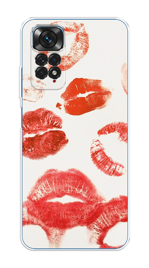 

Чехол на Xiaomi Redmi Note 11 4G Global/Redmi Note 11S "Следы помады", Красный;бордовый;белый, 313850-1