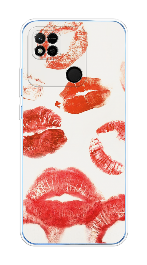 

Чехол на Xiaomi Redmi 10A "Следы помады", Красный;бордовый;белый, 313950-1