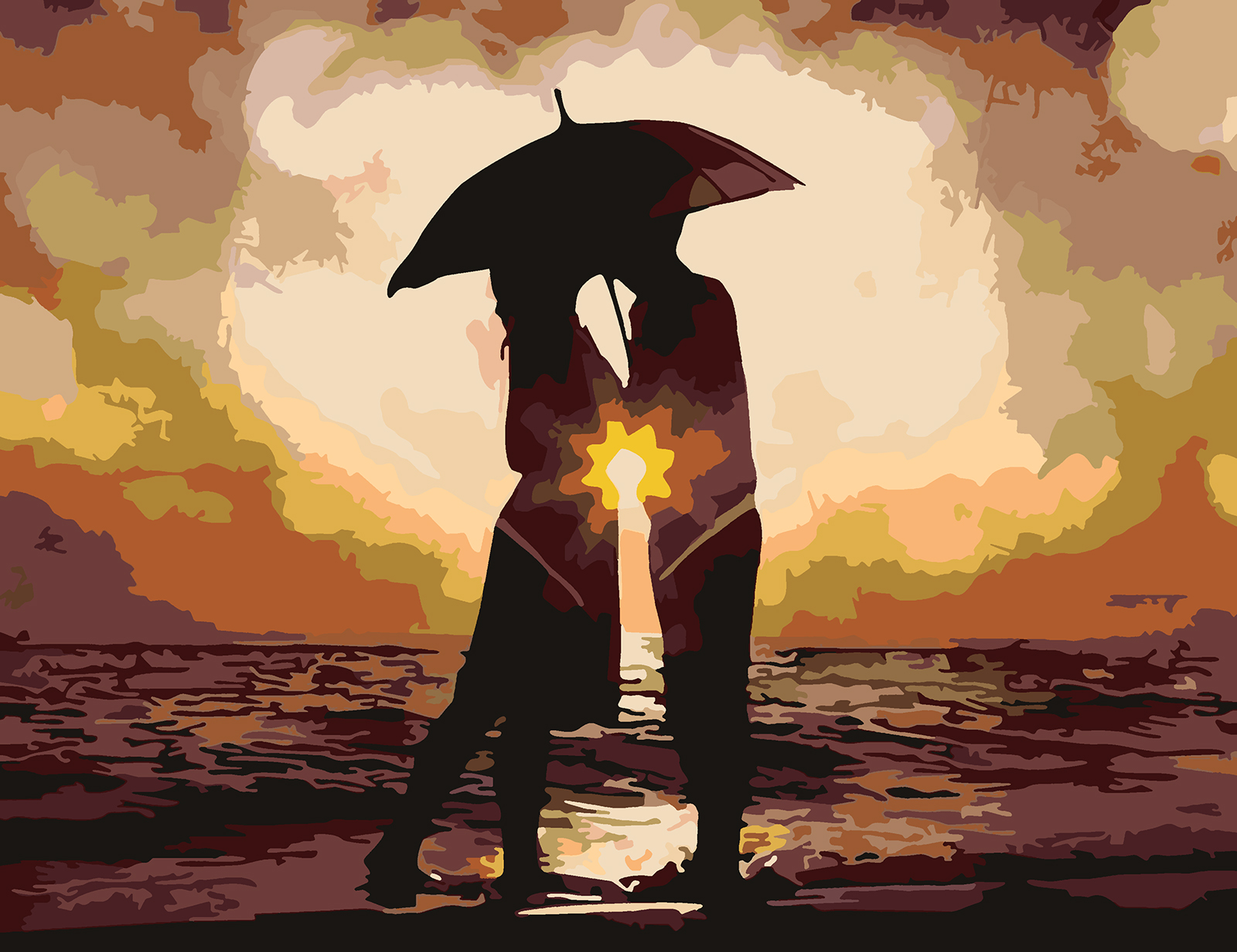 Мужчина и женщина под зонтом