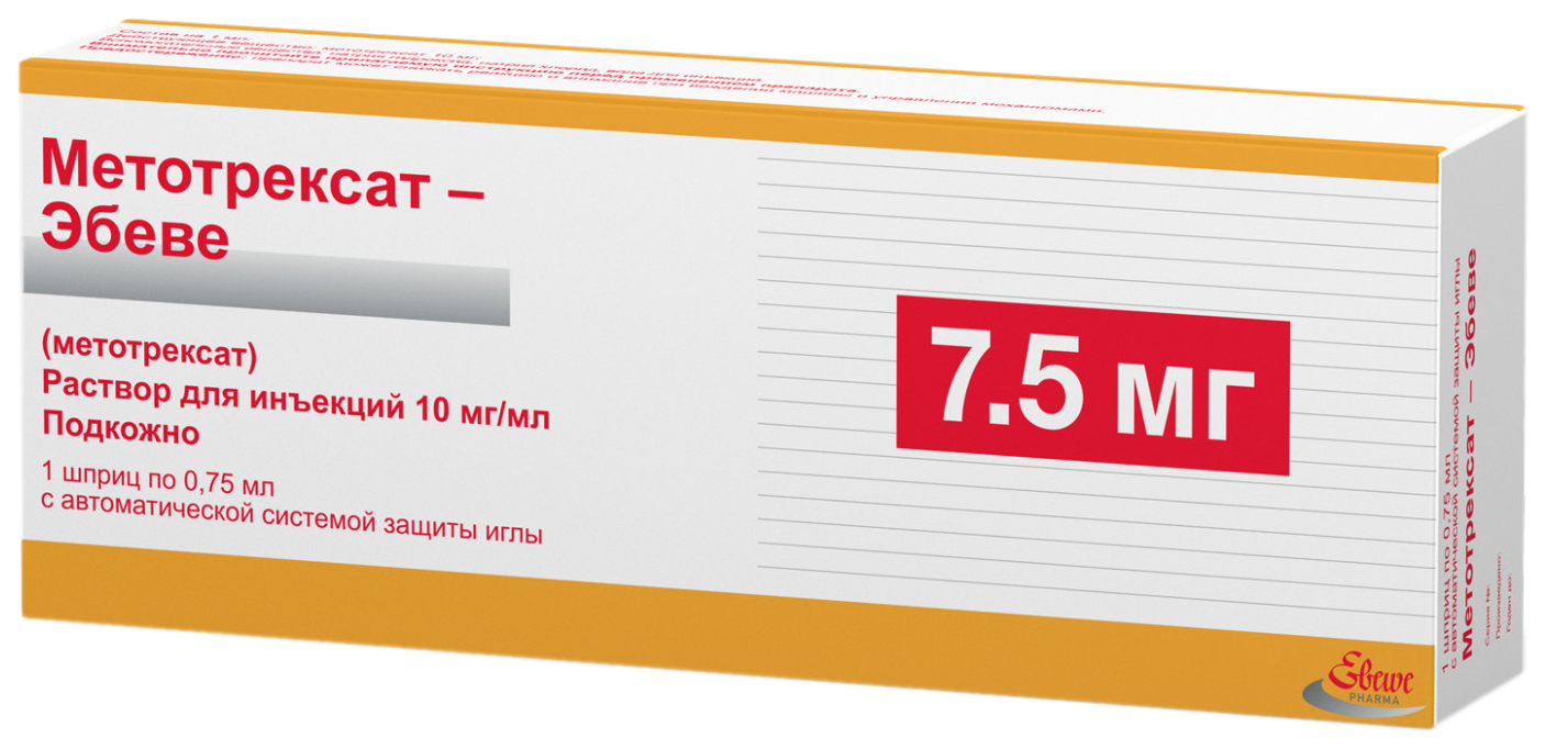 

Метотрексат-Эбеве р-р д/ин 10мг/мл шпр 0,75мл №1