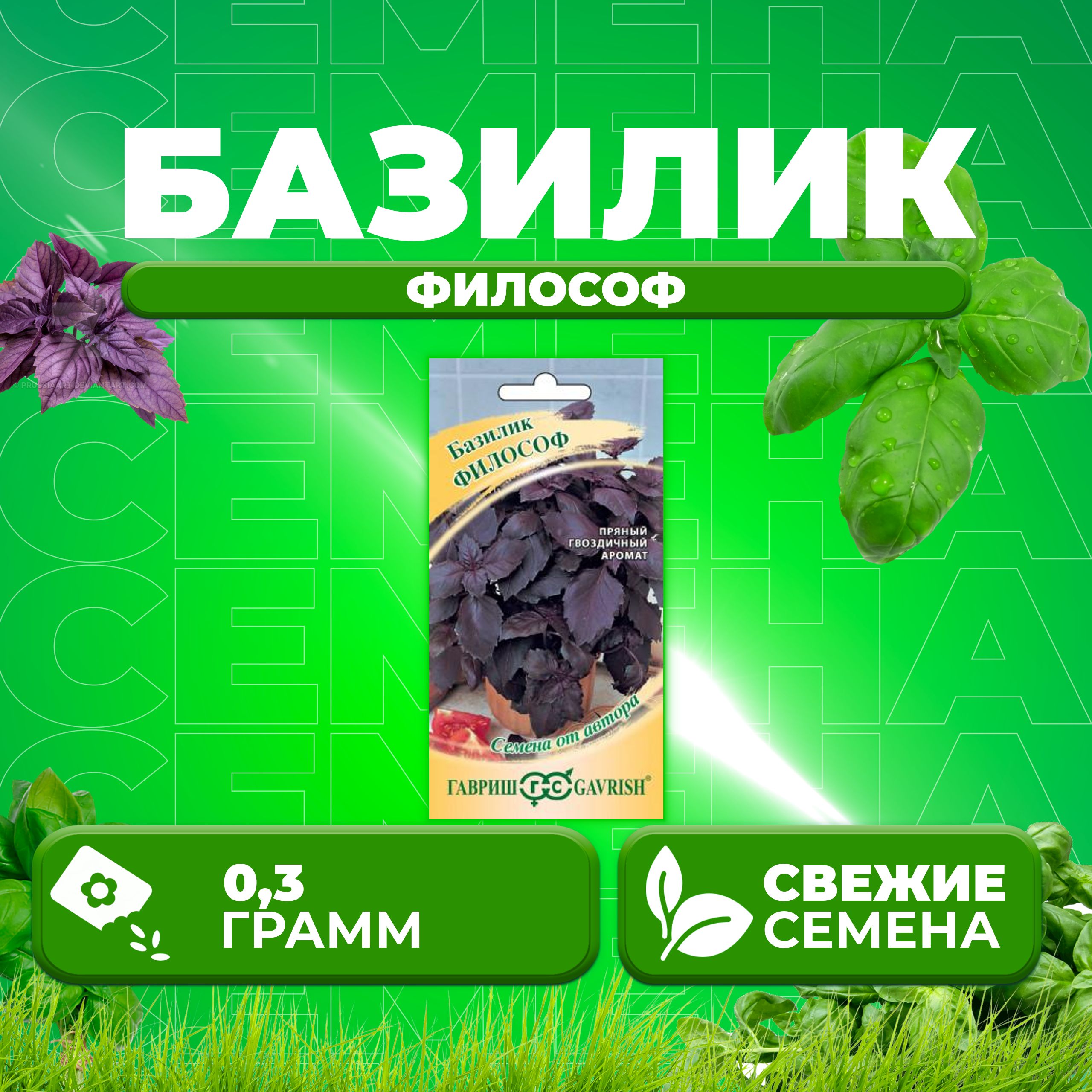 

Семена Базилик Философ, 0,3г, Гавриш, от автора 1 уп