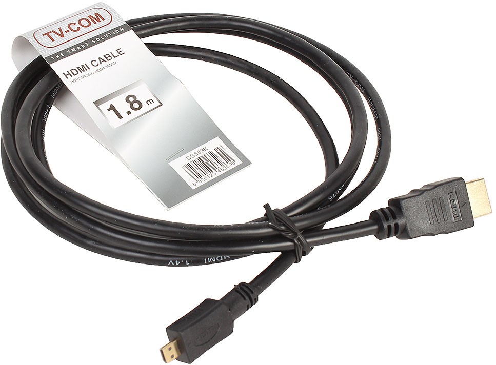 фото Кабель tv-com hdmi to microhdmi ver1.4v+3d18m (cg583k-1.8m) 6926123462690 telecom