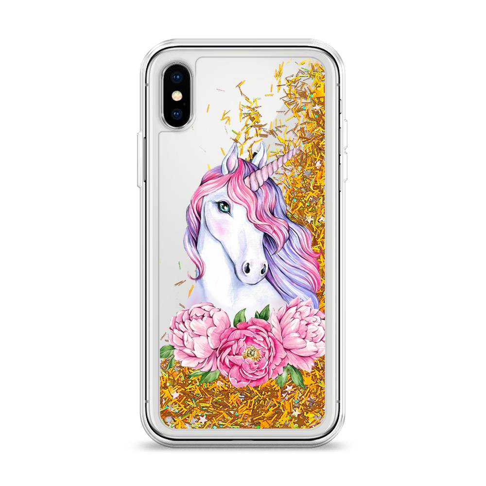 

Чехол Awog на Apple iPhone XS (10S) / Айфон XS (10S) "Единорог с пионами", 11890-1