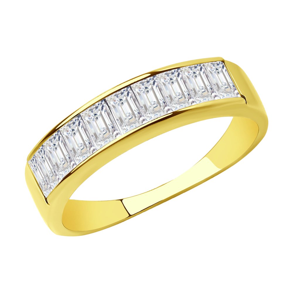 Кольцо из желтого золота с фианитом р. 19 SOKOLOV 018944-2