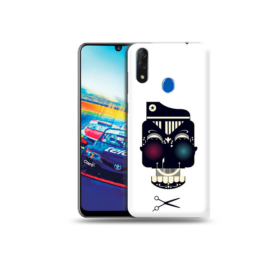 Чехол MyPads Tocco для ZTE Blade V10 черно белый скелет с яркими глазами