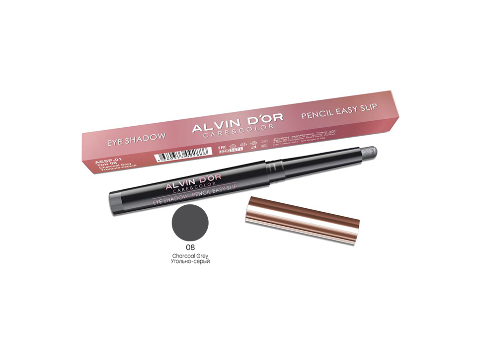 Тени-карандаш для век Alvin Dor Pencil easy slip 08 тон charcoal grey alvin d or alvin d’or тени карандаш для век pencil easy slip