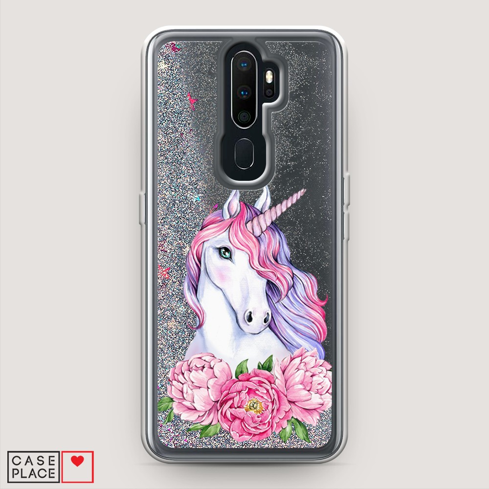 

Чехол Awog на Oppo A9 (2020) "Единорог с пионами", Разноцветный, 251991-1