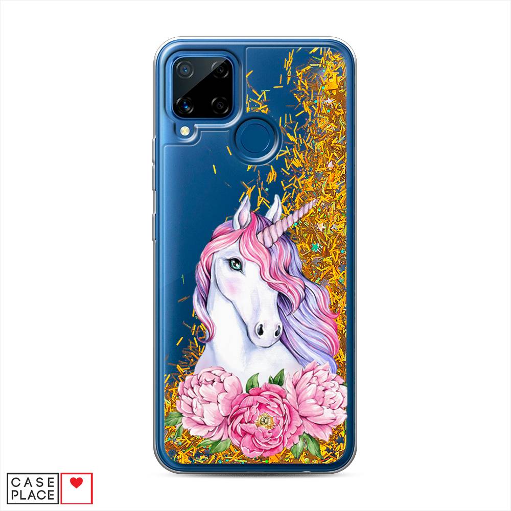 

Чехол Awog на Realme C15 "Единорог с пионами", Разноцветный, 255090-1