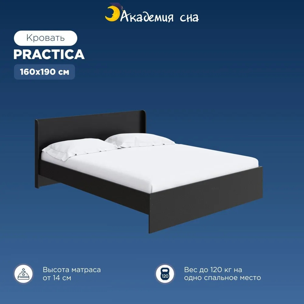 

Кровать Академия сна Practica Черный 160x190, Practica