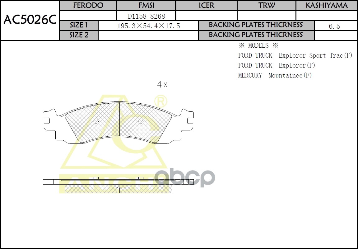 

Тормозные Колодки Anchi Ac5026c Ford Explorer Front ANCHI арт. AC5026C