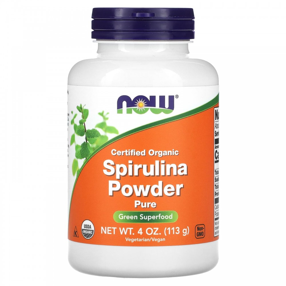 Organic SPIRULINA POWDER 4 OZ (113 g), Спирулина NOW Organic Spirulina Powder 4 oz порошок 113 г  - купить