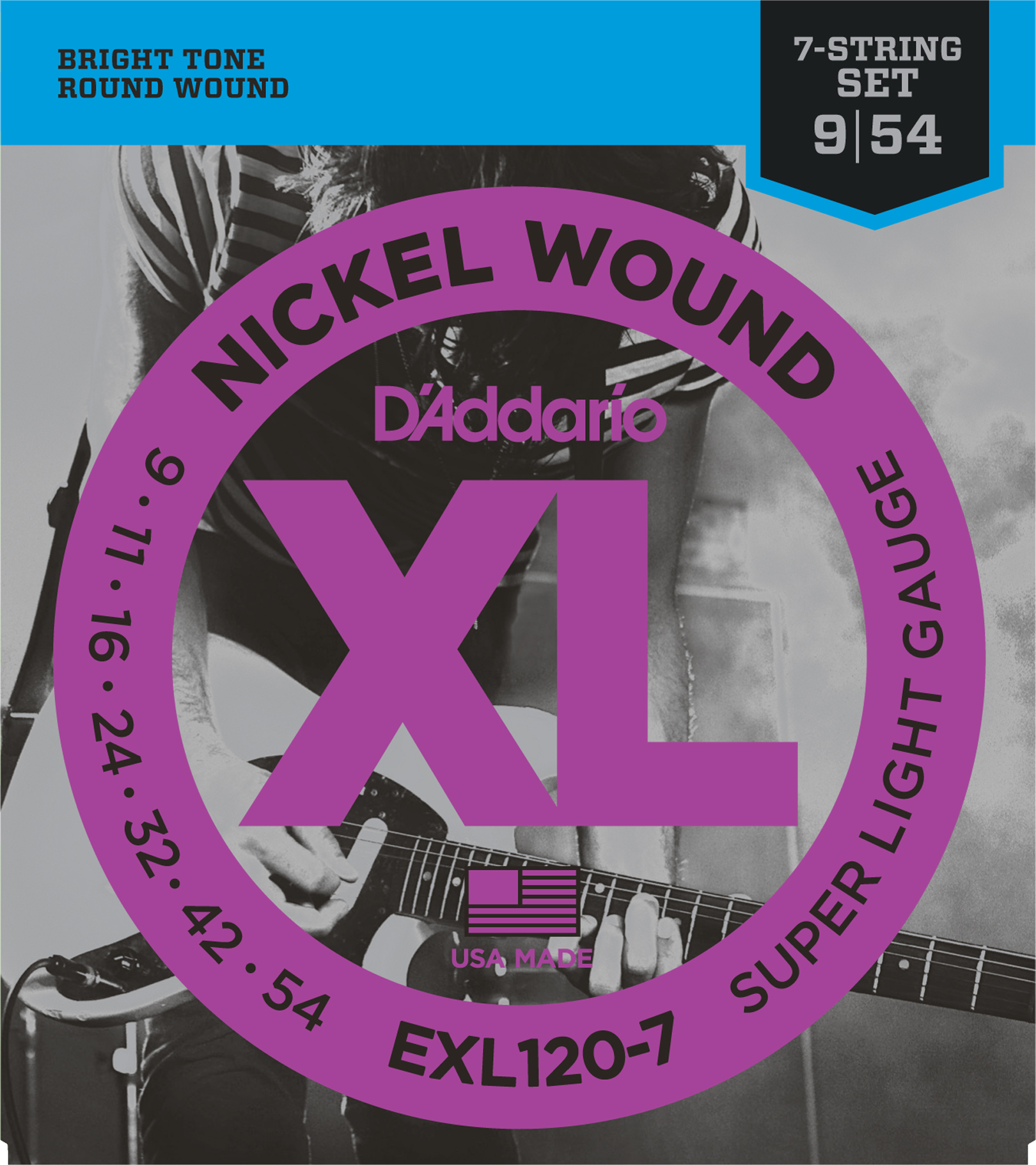 фото Струны для электрогитары d'addario exl120 7