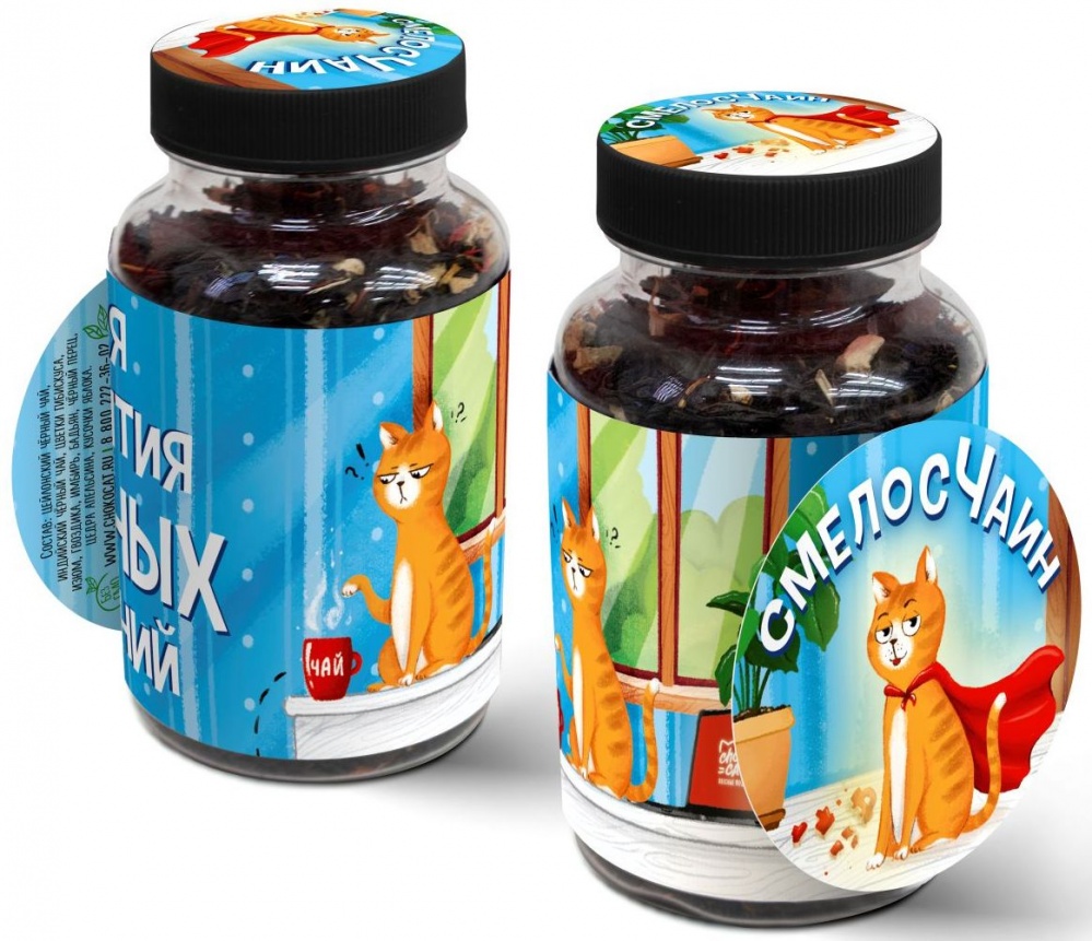 фото Чай chokocat в банке "смелосчаин", чёрный листовой с добавками, 60 гр chococat