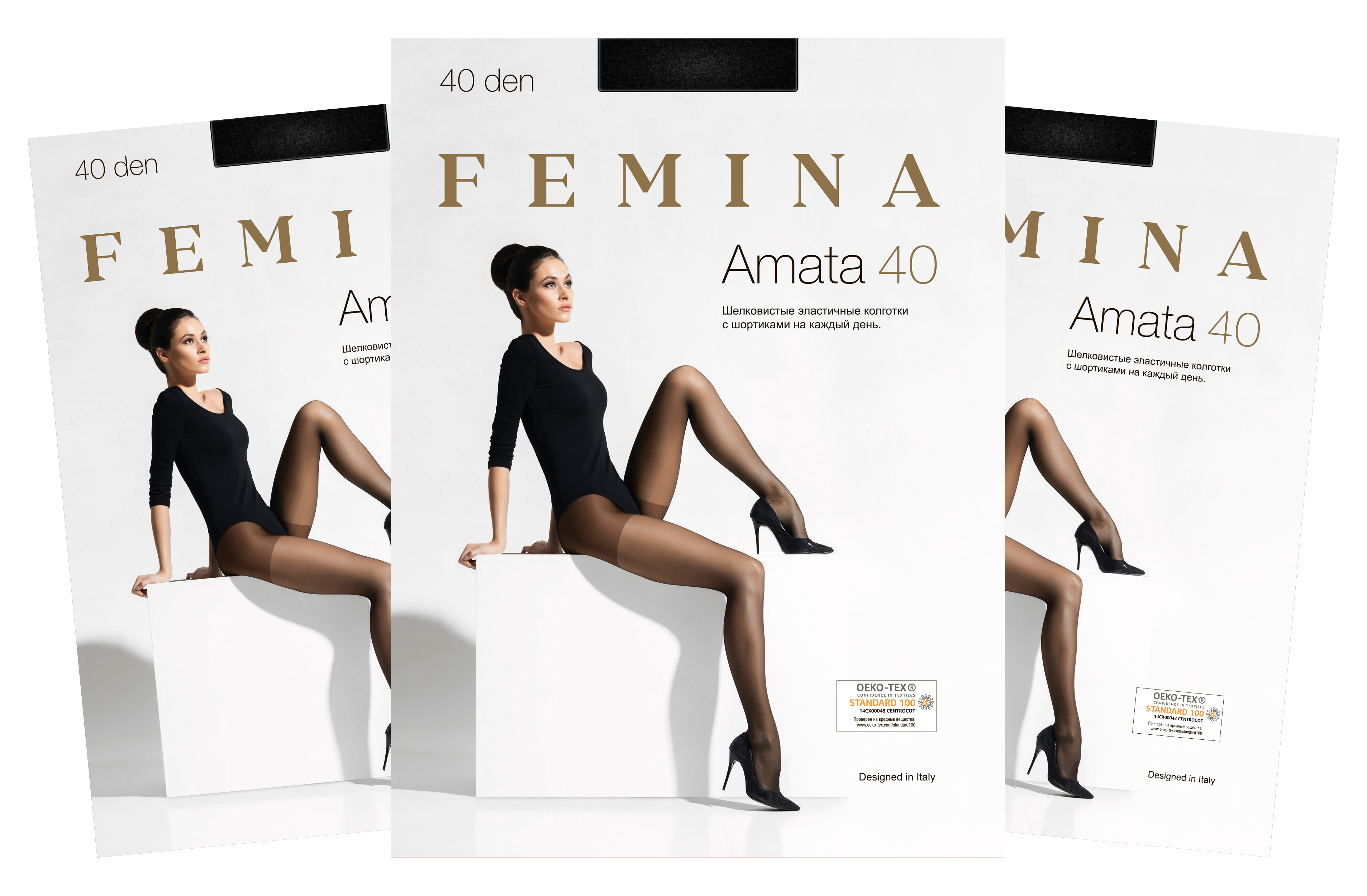 фото Колготки женские fm amata 40 den nero 3/m (набор 3 шт.) femina