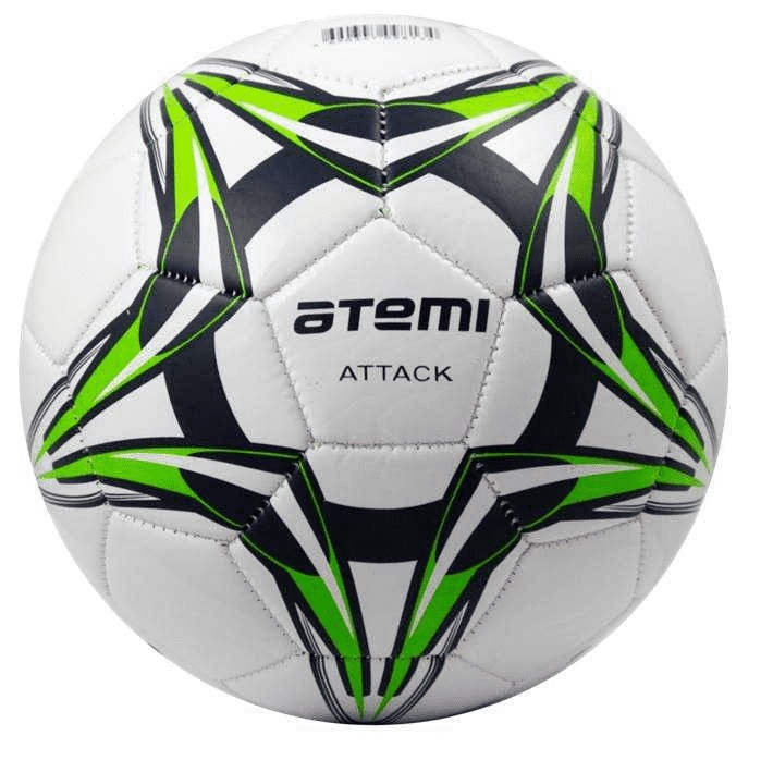 фото Футбольный мяч atemi attack pvc №5 белый/зеленый/черный