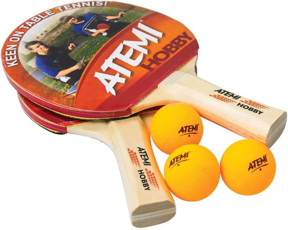 фото Набор для настольного тенниса atemi hobby (2 ракетки + 3 мяча*)