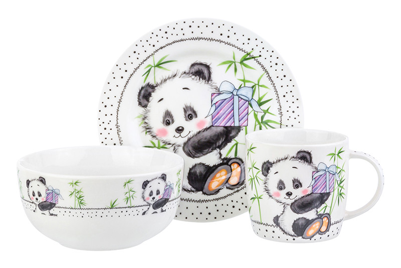 фото Набор посуды elan gallery панда с подарком, 3 предмета