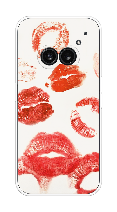 

Чехол на Nothing Phone 2a "Следы помады", Красный;бордовый;белый, 3300350-1