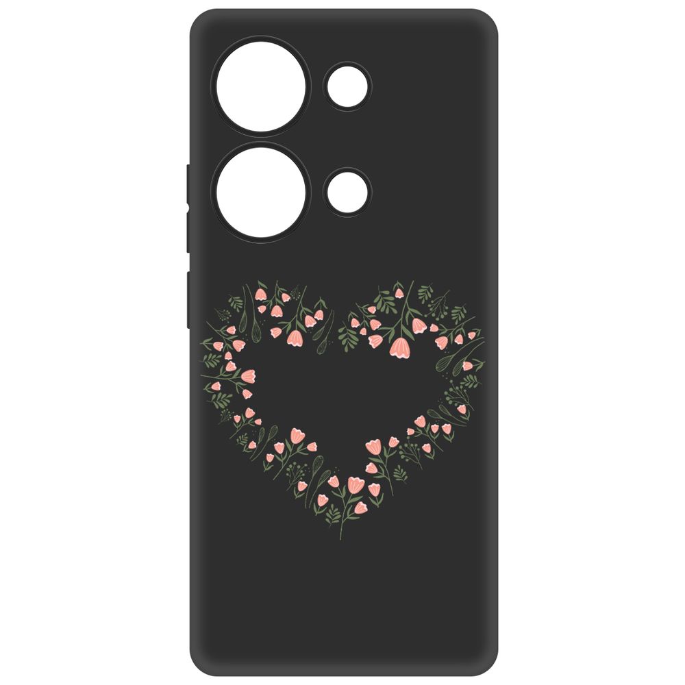 

Чехол-накладка Krutoff Soft Case Цветочное сердце для Poco M6 Pro 4G черный