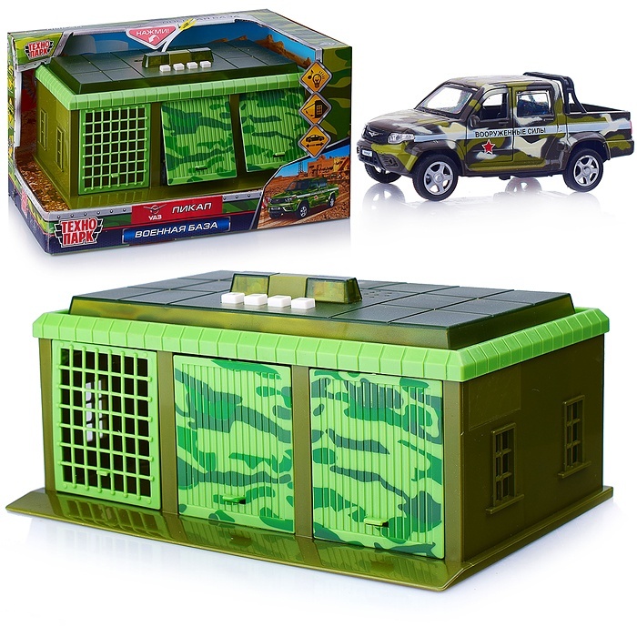 

Технопарк "Военная база" 22 см, Uaz Pickup, камуфляж, свет, звук