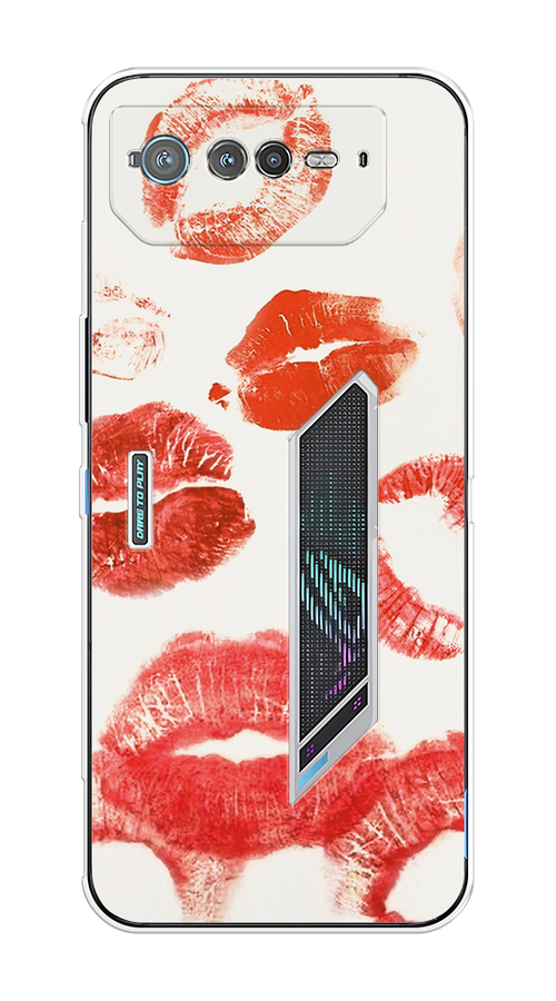 

Чехол на Asus ROG Phone 6 "Следы помады", Красный;бордовый;белый, 44650-1