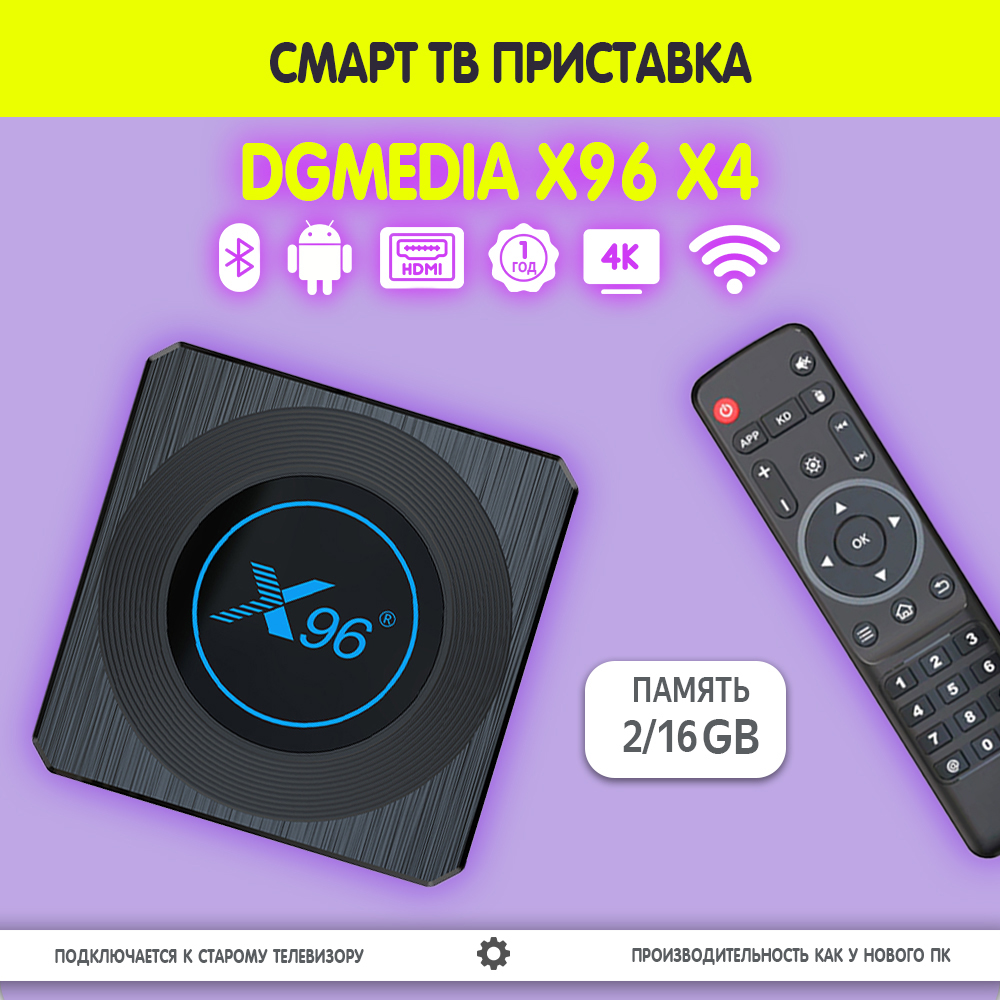 Смарт ТВ приставка DGMedia X96 X4, Андроид медиаплеер 2/16 Gb, Amlogic S905X4