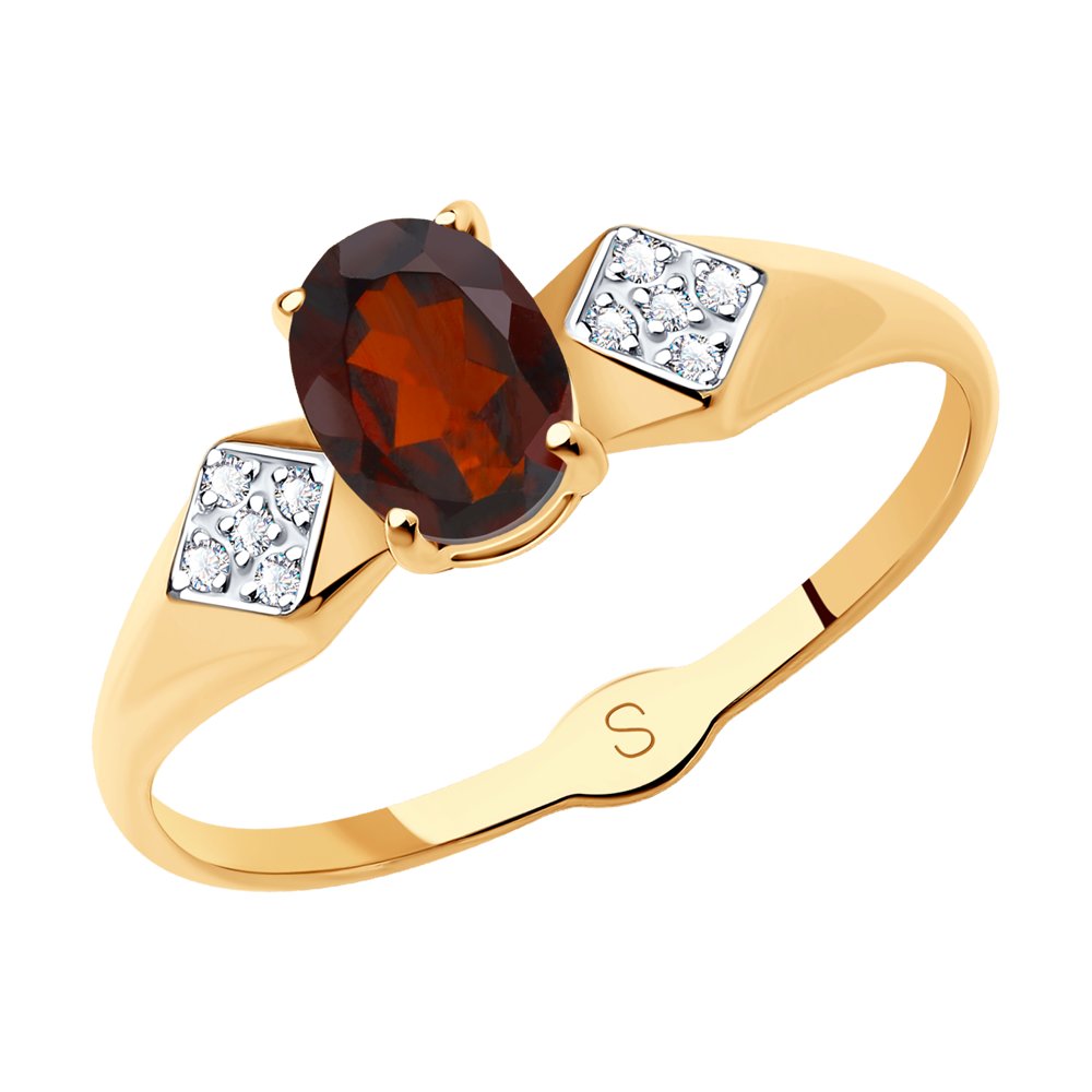 

Кольцо из красного золота с гранатом и фианитами р.18.5 SOKOLOV 715276, 715276