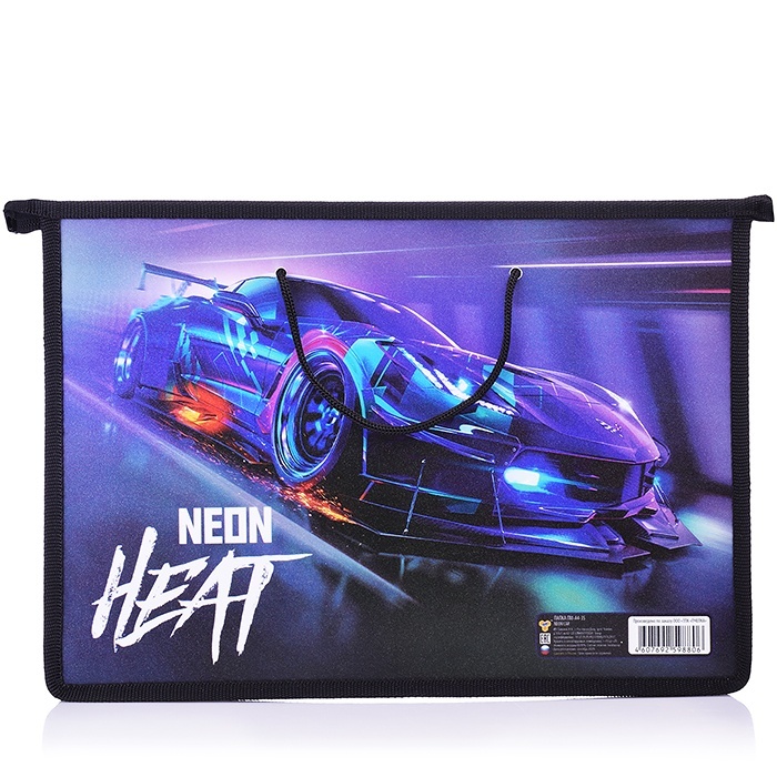 

Папка Пчелка детская А4 пластиковая шнурок Neon Car, Фиолетовый
