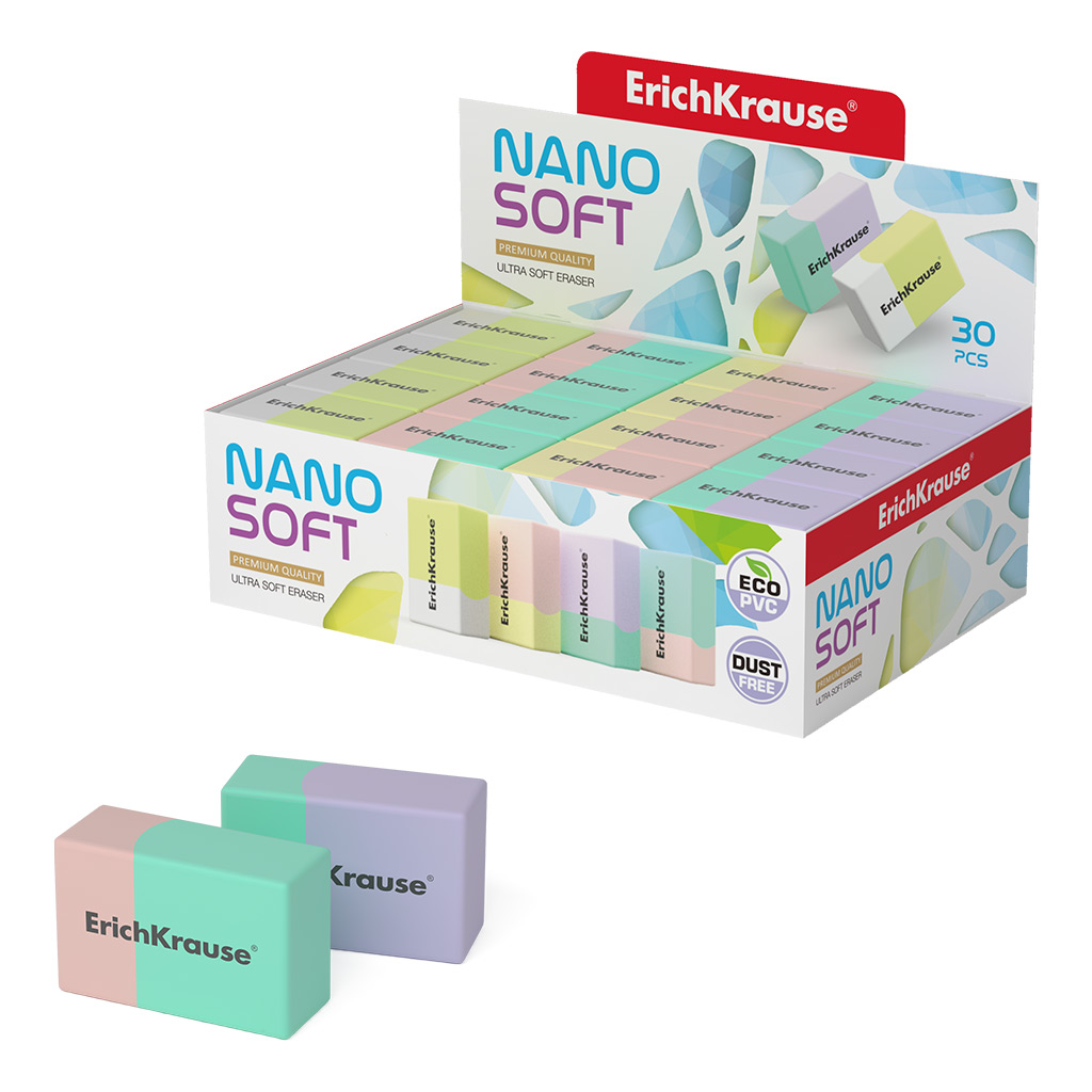 

Ластик ErichKrause Nano Soft, 30 шт, Разноцветный