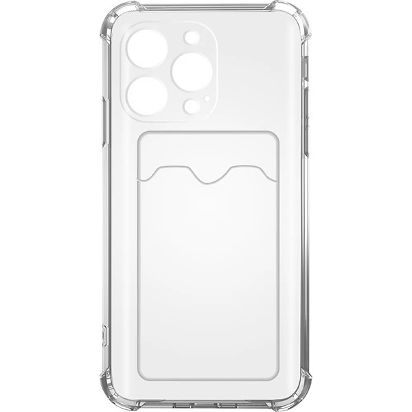 

Чехол для Apple iPhone 13 Pro TPU 1.5мм с защитой камеры и кардхолдером Прозрачный, для Apple iPhone 13 Pro 1.5мм с защитой камеры и кардхолдером Прозрачный