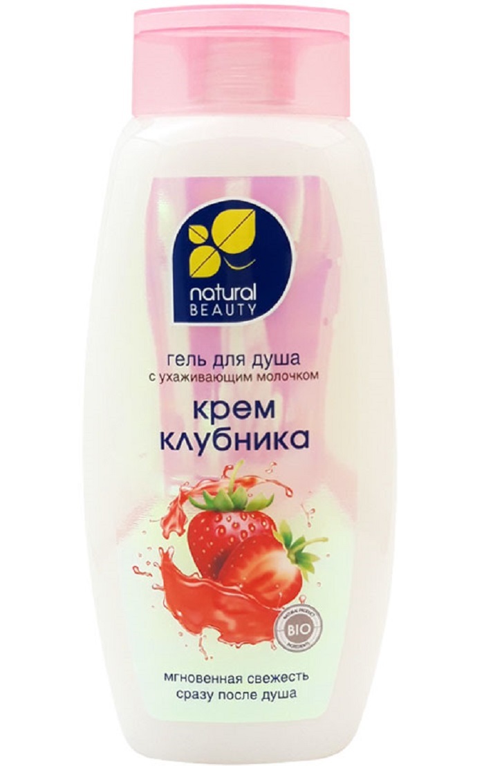 фото Гель для душа natural beauty milk fruit клубника 530 мл