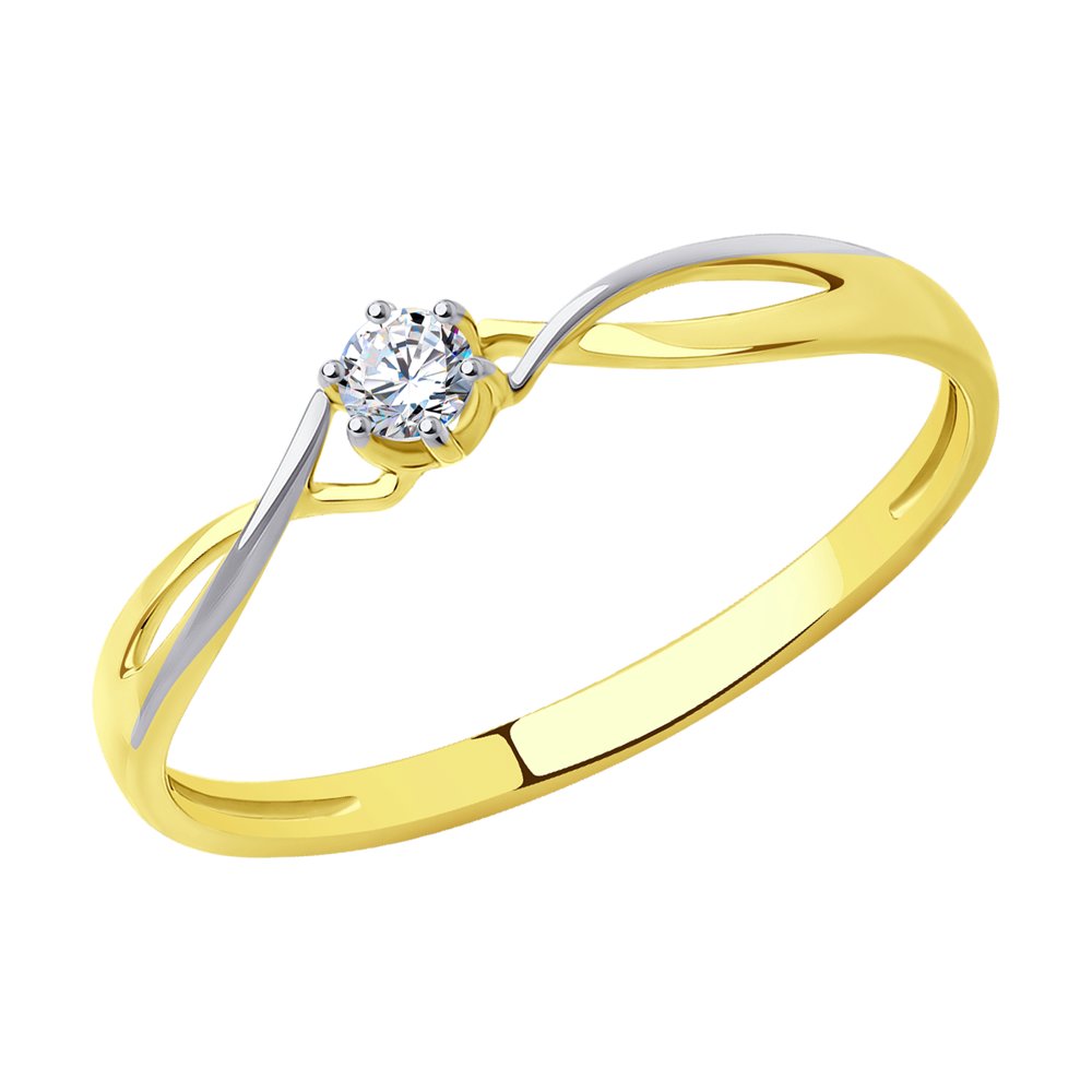 Кольцо помолвочное из желтого золота р. 16 SOKOLOV 018840-2, фианит