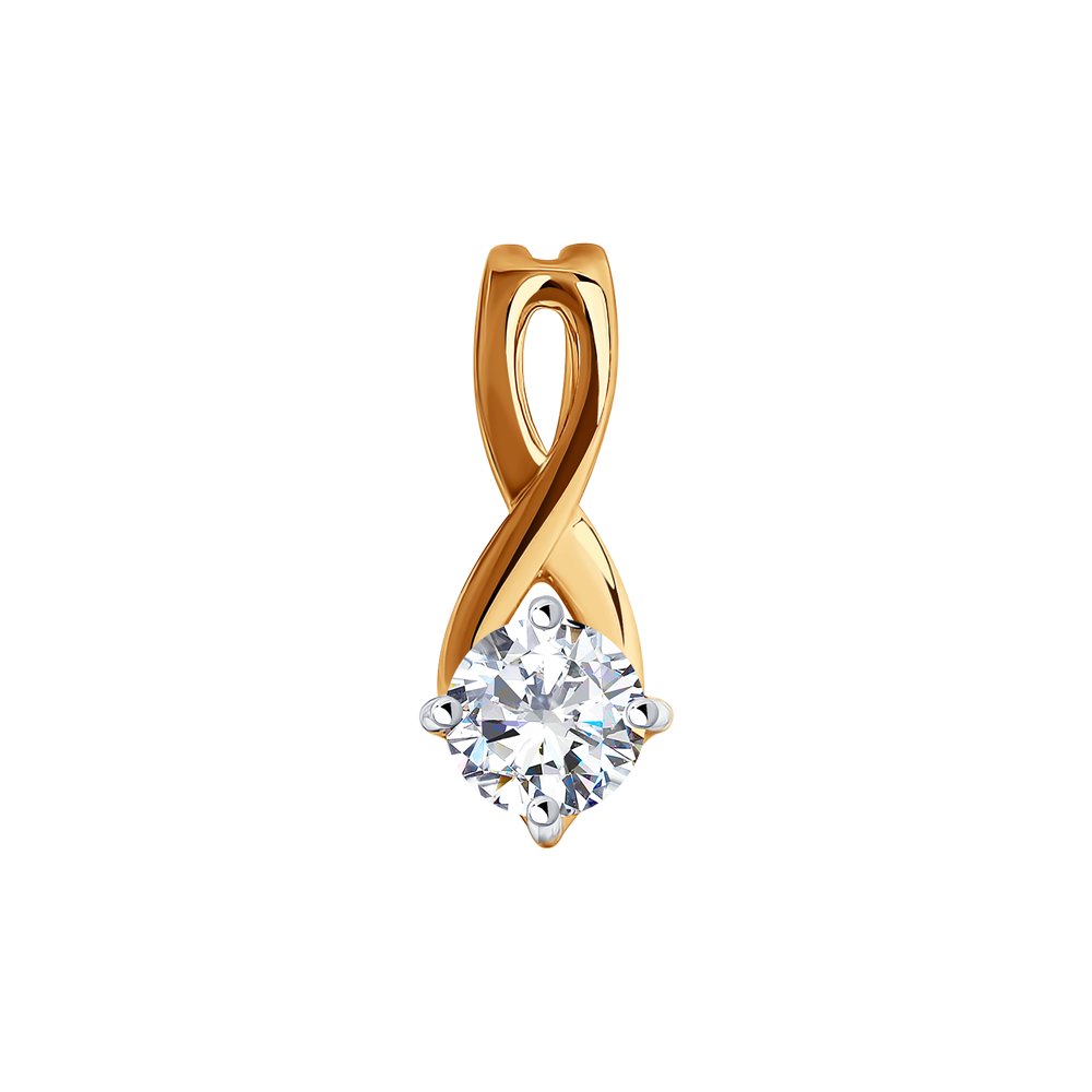 Кулон из красного золота с фианитом Diamant 31-130-01001-1
