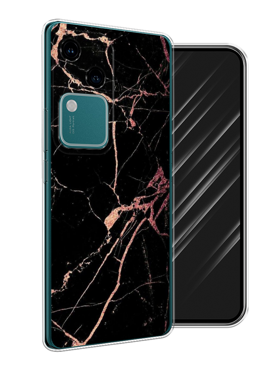 

Чехол Awog на Vivo V30/S18 "Мрамор розовое золото", Черный;розовый, 2610150-1