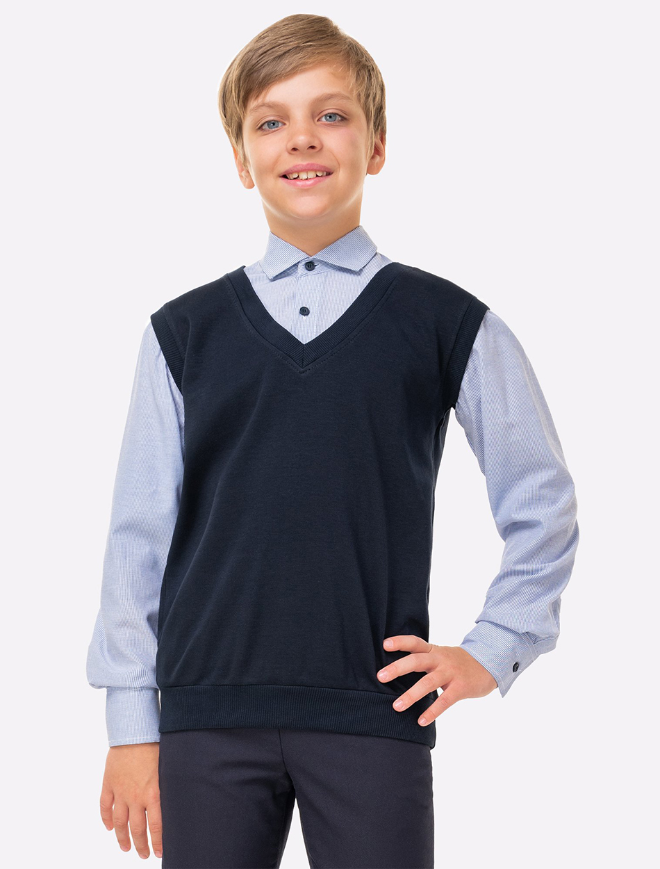 Рубашка детская HappyFox HF1011MBL, т.синий, 134 полосатая рубашка с орнаментом якоря gulliver 134