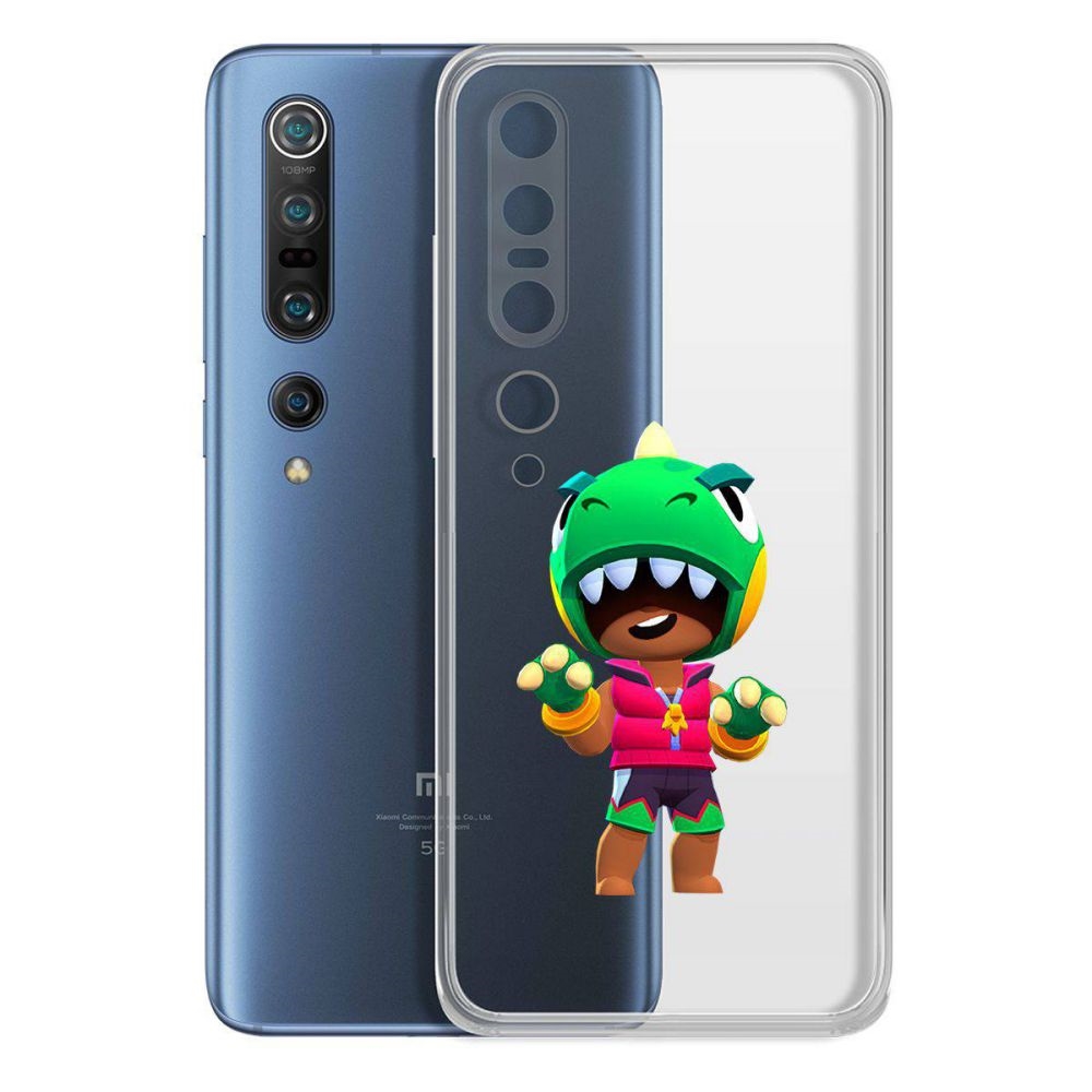 

Чехол-накладка Brawl Stars-Дино Леон для Xiaomi Mi 10/Mi 10 Pro, Прозрачный
