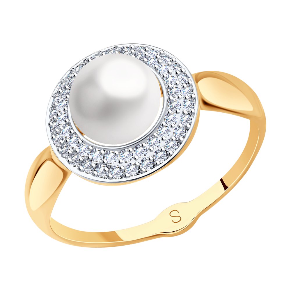 

Кольцо из красного золота с жемчугом и фианитами р.18 SOKOLOV 791083, 791083