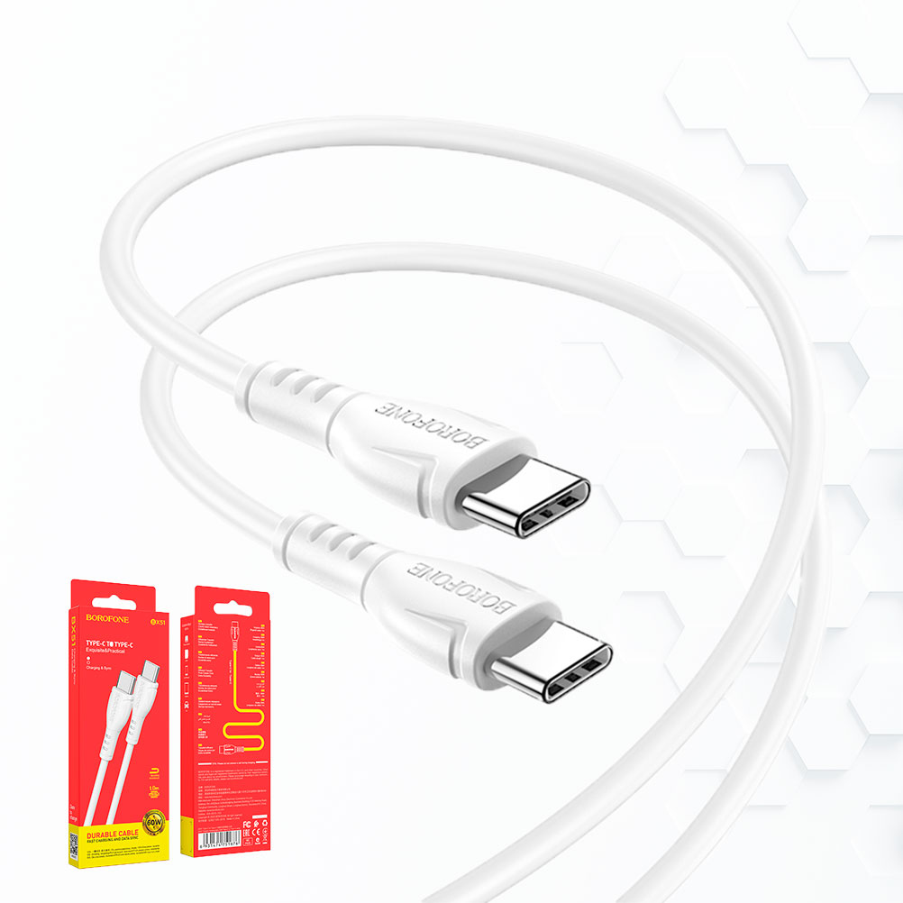 

Кабель usb type-c - usb type-c Borofone BX51 1 м белый, BX51