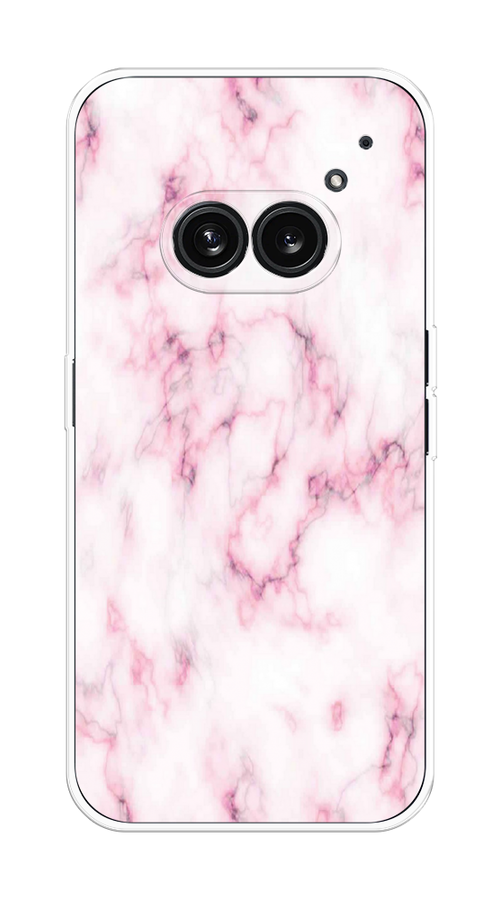 

Чехол на Nothing Phone 2a "Мрамор с розовым", Белый;розовый, 3300350-1