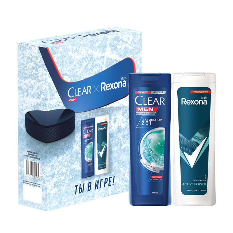 Подарочный набор Clear Men и Rexona Спорт коллекция Ты в игре Шампунь и Гель для душа