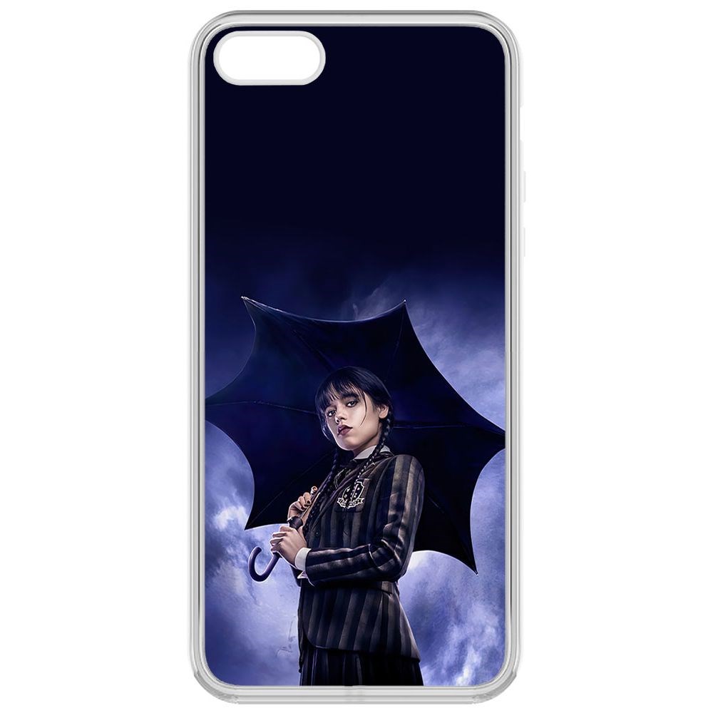 

Чехол-накладка Krutoff Clear Case Уэнсдей Аддамс - Уэнсдей под зонтом для iPhone 5, Прозрачный
