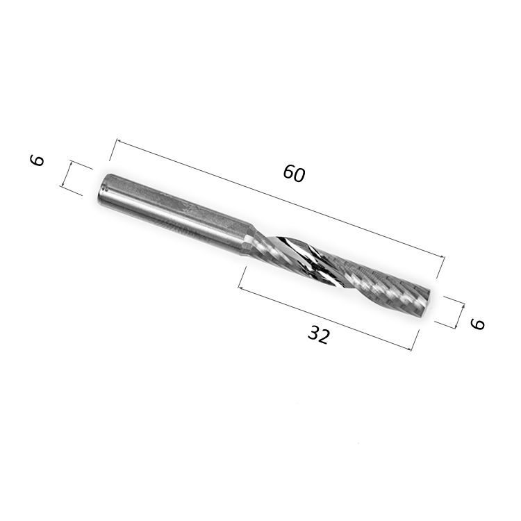 Фреза спиральная однозаходная стружка вверх DJTOL AAY1LX632 для станка ЧПУ фреза для маникюра безопасная 4 грани 1 2 × 2 5 мм в пластиковом футляре