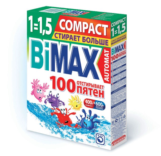 

Стиральный порошок Bimax 100 пятен автомат для цветного белья 400 г
