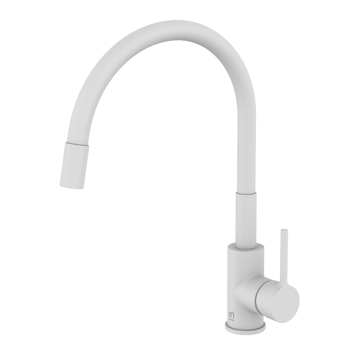 

Смеситель для кухни Milardo Meal M01WT0FM05 с гибким изливом белый матовый