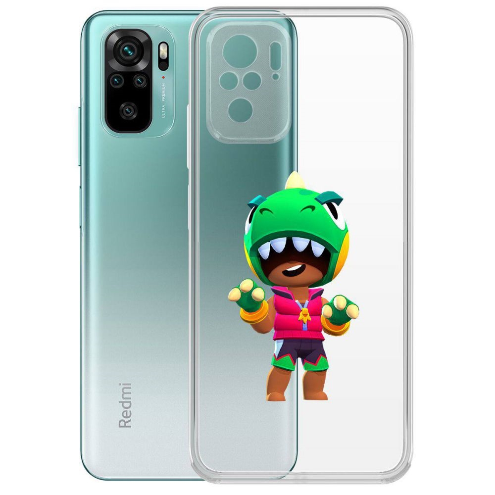 

Чехол-накладка Brawl Stars-Дино Леон для Xiaomi Redmi Note 10/ Note 10S, Прозрачный