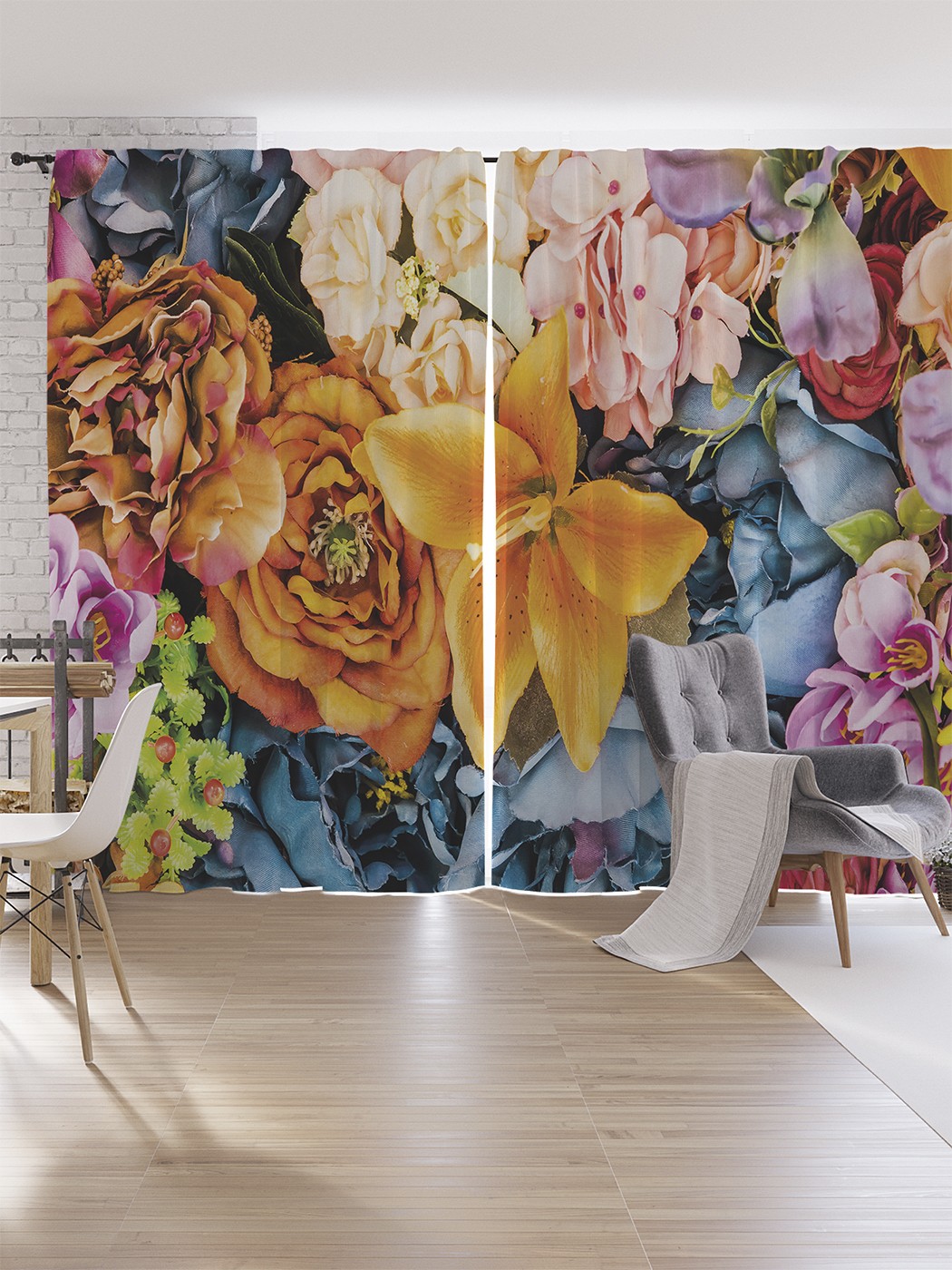 

Шторы под лён JoyArty "Цветочный натюрморт", серия Oxford DeLux, 340х265 см, Цветочный натюрморт