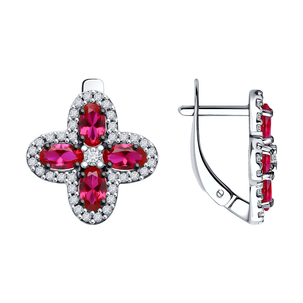 

Серьги из серебра SOKOLOV 84020039, корунд искусственный/фианит, 84020039