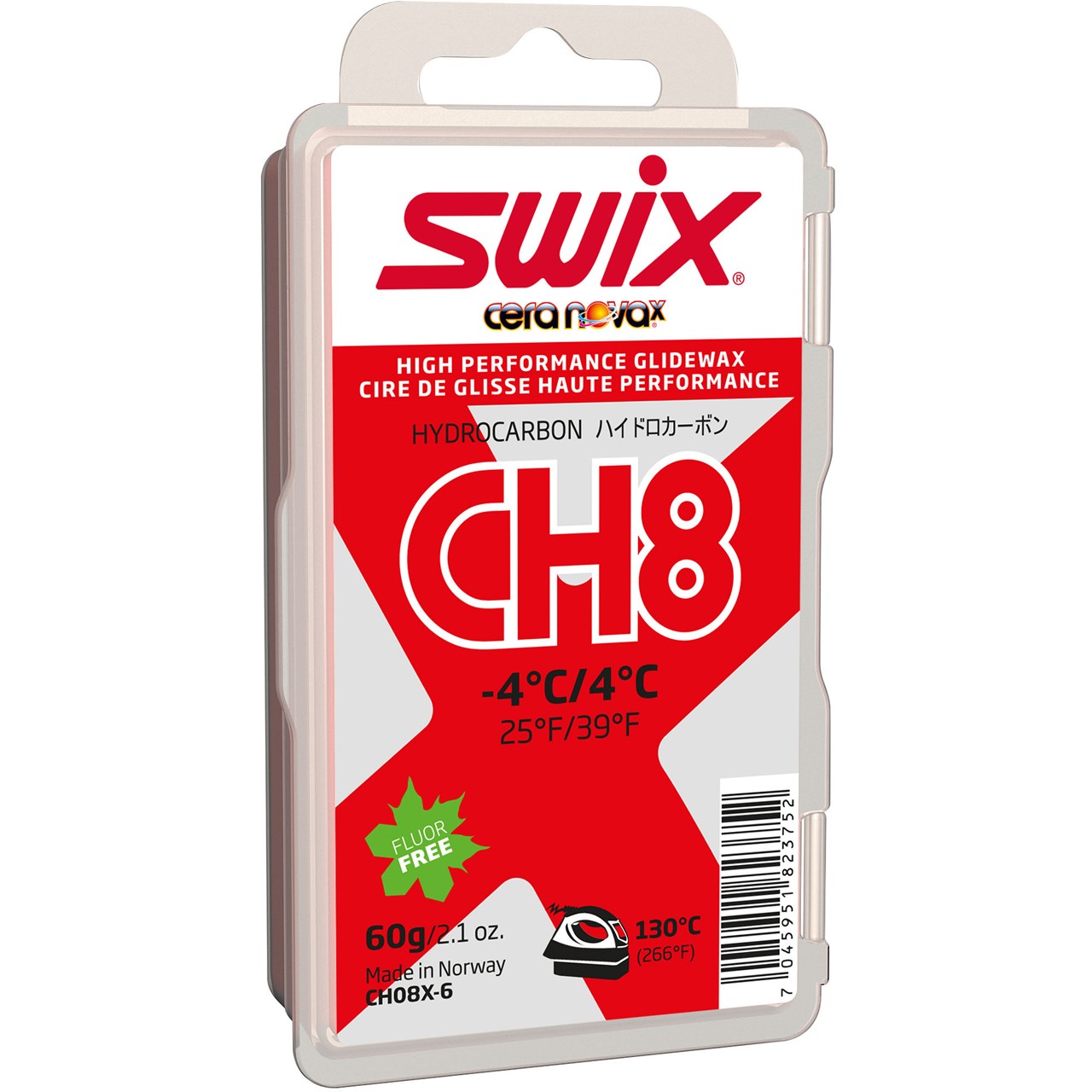 Парафин Swix +4C/ -4C, красный, СН8X 60 гр.