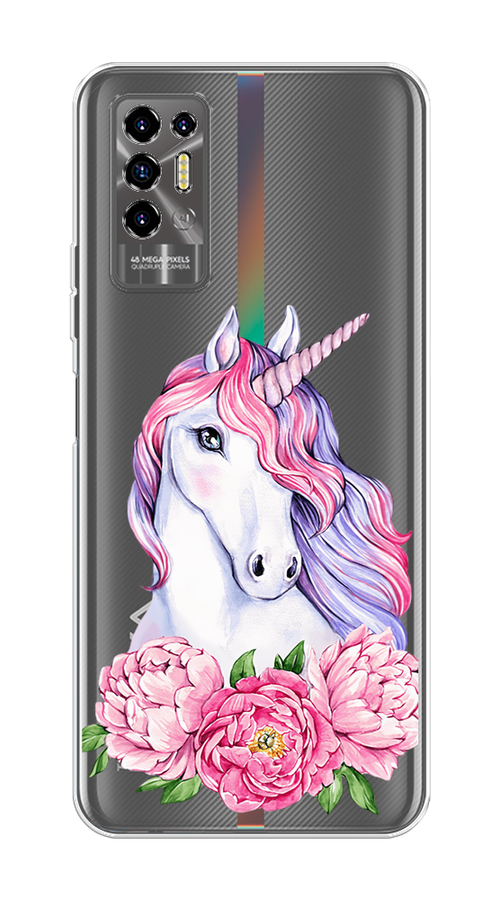 

Чехол на Tecno Pova 2 "Единорог с пионами", Розовый;белый;зеленый, 300550-1