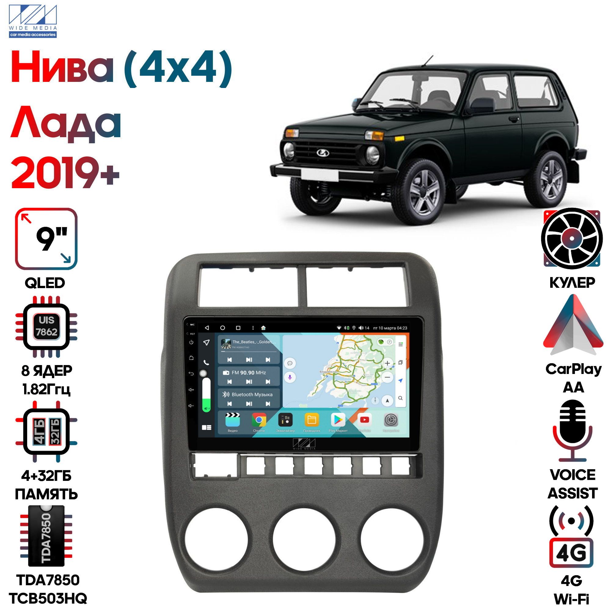 Магнитола Wide Media для Лада Нива (4x4) (Lada Niva) 2019+ / KS9702QR-4/32